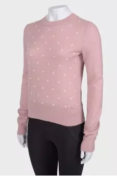 Pink sweater with pearls