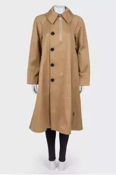 Mustard single-breasted trench coat