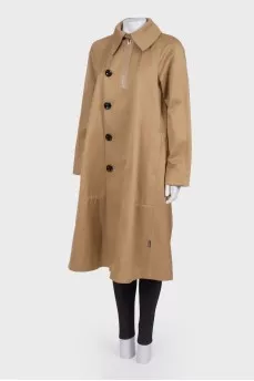 Mustard single-breasted trench coat