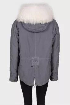 Gray jacket with white fur