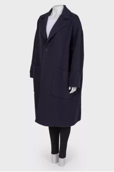 Black and blue wool coat