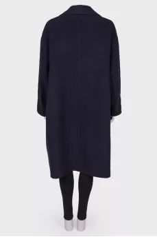 Black and blue wool coat