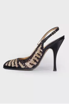 Sandals with two-tone sequins