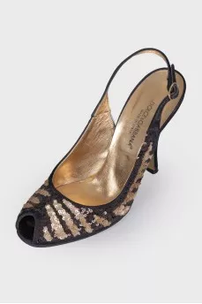 Sandals with two-tone sequins