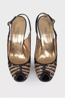 Sandals with two-tone sequins