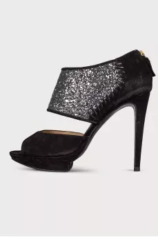 Glitter suede sandals