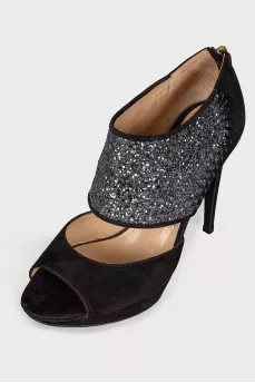 Glitter suede sandals