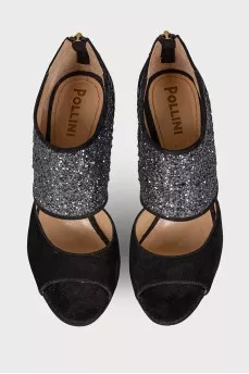 Glitter suede sandals