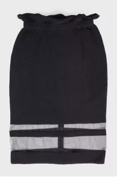 Fitted skirt with sheer insert