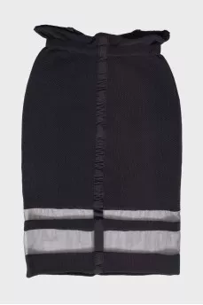 Fitted skirt with sheer insert