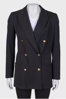 Double -breasted black jacket with metal buttons