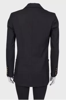 Double -breasted black jacket with metal buttons