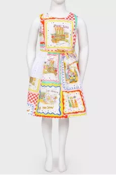 Children's fluffy dress in an abstract print