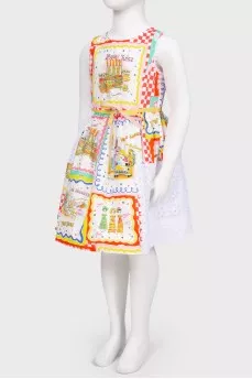 Children's fluffy dress in an abstract print