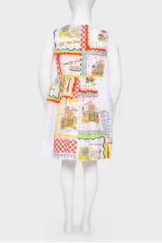 Children's fluffy dress in an abstract print