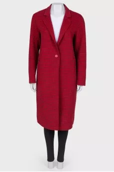 Checked straight coat