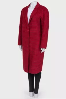Checked straight coat