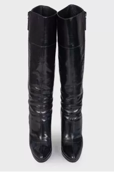 Leather boots with zipper