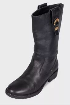 Boots with gold-tone hardware