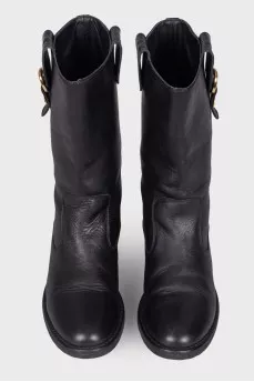 Boots with gold-tone hardware