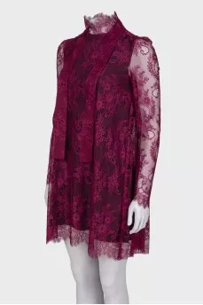 Lace dress with velvet inserts