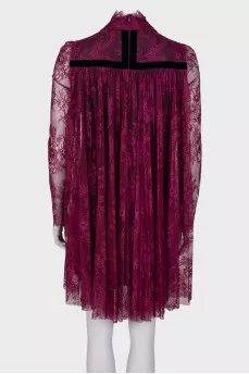 Lace dress with velvet inserts