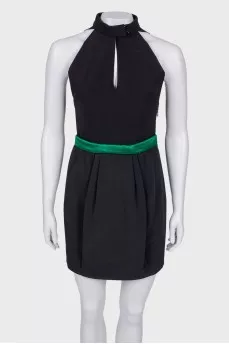 Dress with green silk insert