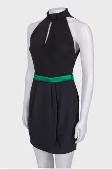 Dress with green silk insert