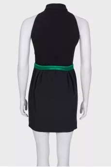 Dress with green silk insert