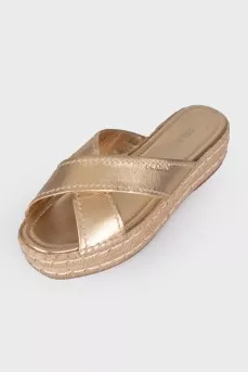 Golden slippers with jute soles