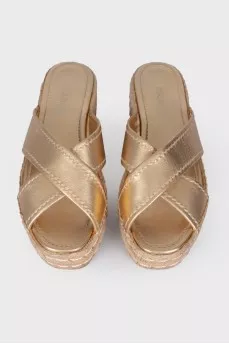 Golden slippers with jute soles