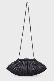Leather clutch with a chain