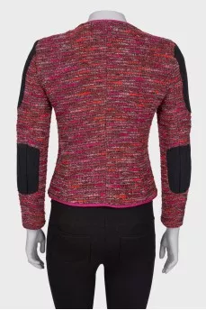 Tweed jacket with symmetrical applications