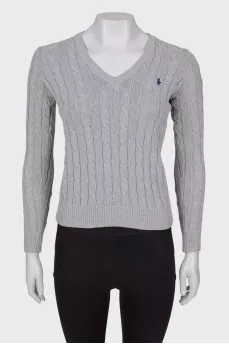Knitted gray jersey sweater
