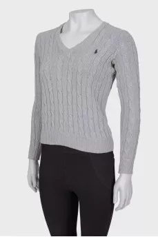 Knitted gray jersey sweater