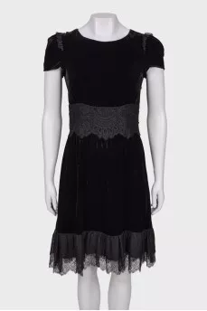 Black velor dress with lace