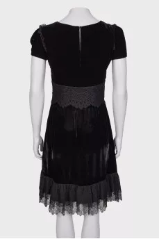 Black velor dress with lace