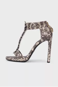 Sandals with snakeskin effect