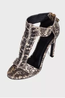 Sandals with snakeskin effect