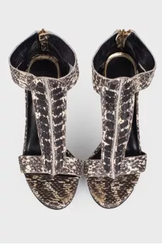 Sandals with snakeskin effect