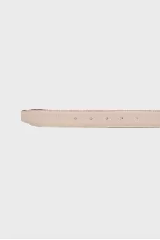 Beige textured leather belt