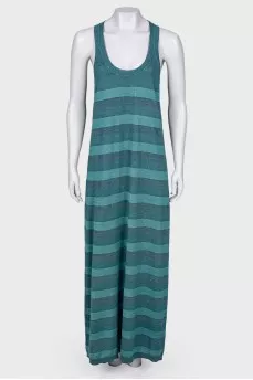 Green striped maxi dress
