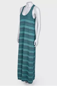 Green striped maxi dress