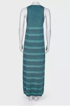 Green striped maxi dress