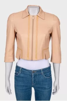 Beige leather jacket