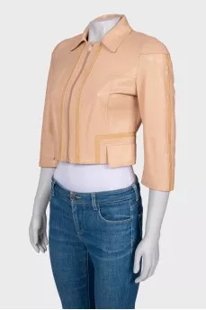 Beige leather jacket