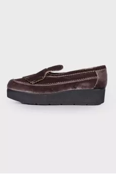 Velor loafers in graphite color