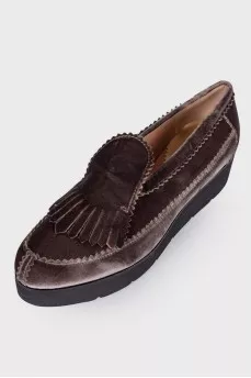 Velor loafers in graphite color
