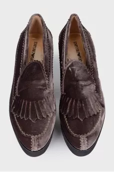 Velor loafers in graphite color