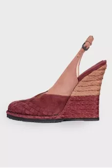 Pink wedge sandals